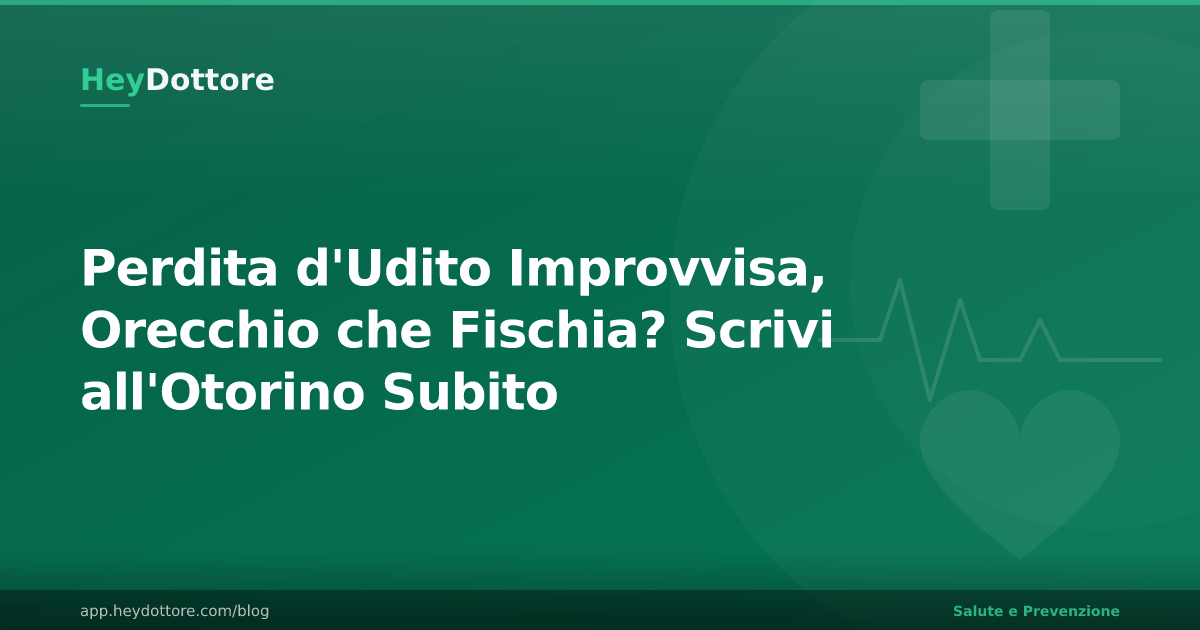 Perdita d'Udito Improvvisa, Orecchio che Fischia? Scrivi all'Otorino Subito